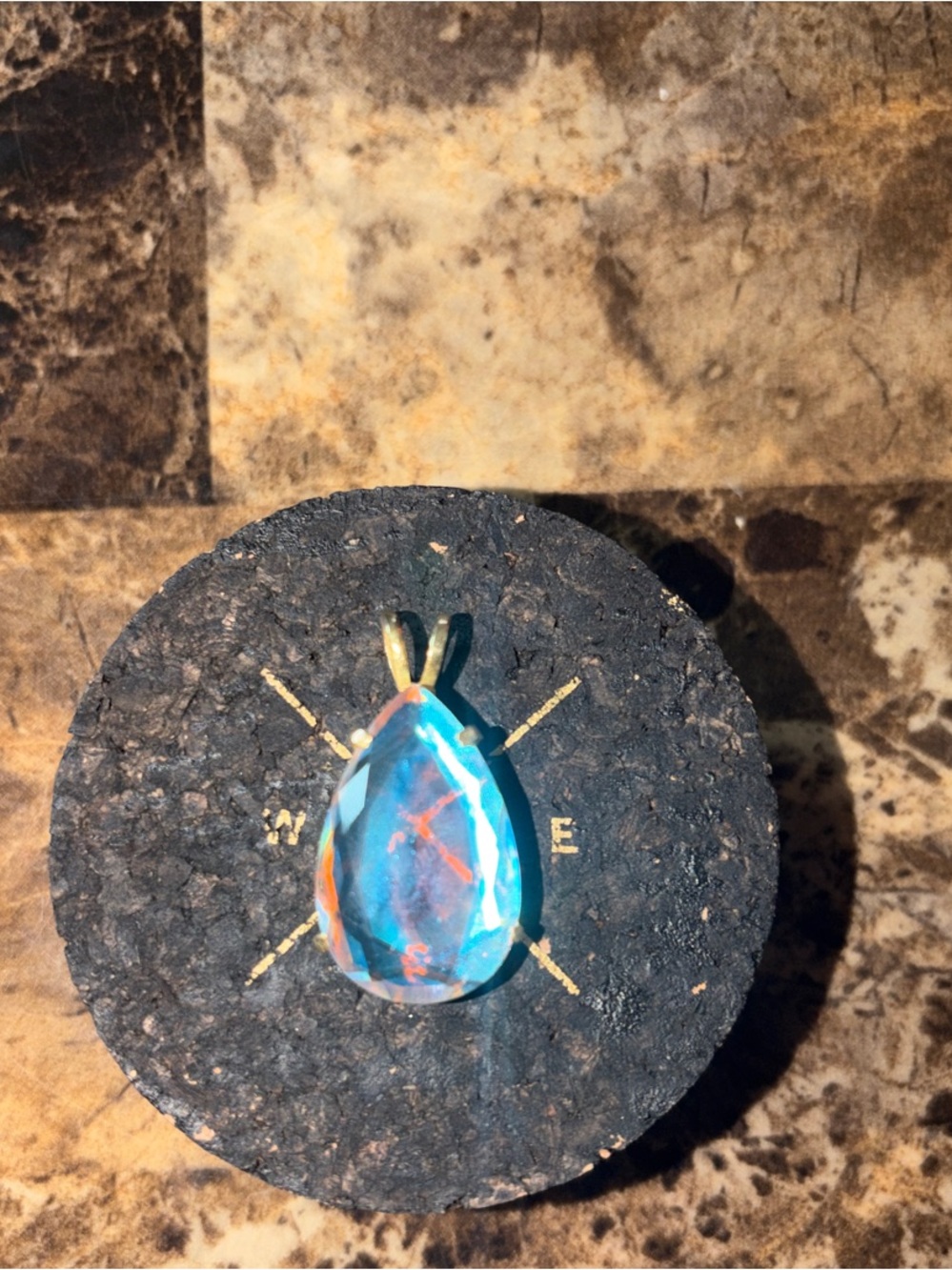 Blue Opal Teardrop Pendant Necklace - Women Jewelry